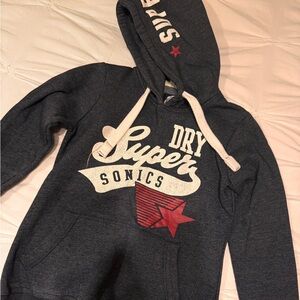 Superdry Navy Hoodie with Red and White Accents
